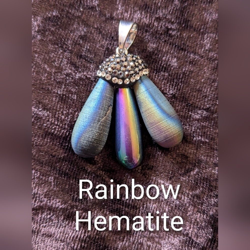 Ladies Unique Rainbow Hematite & Rhinestone Pendant